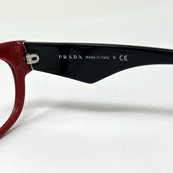 PRADA VPR13Q Eyeglasses in color SMN 1O1 Eyeglasses Frames Italy Red Black 52 mm - Picture 5 of 14